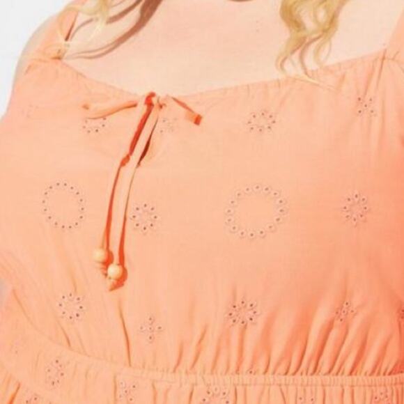 Torrid Papaya Punch Eyelet Tie Front Sleeveless Tank - Picture 4 of 9